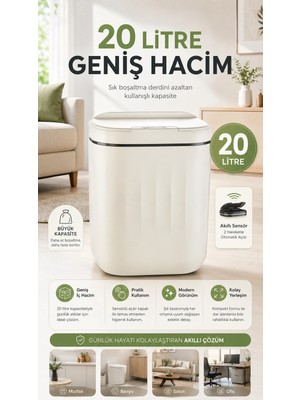 TKÇ Tkcls- Hareket Sensörlü Büyük 20L Çöp Kovası Uv Işıklı