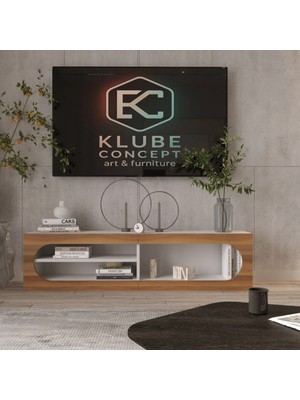 Klubeconcept Lunar Bohem Nişli Tv Ünitesi 160×35×35 cm Kahverengi %100 Mdf Luna Arc Kahverengi Nişli Modern Tv Ünitesi Bohem Stil 160 cm Dekoratif Raf