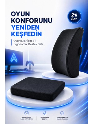 Anva Med Oyuncular Için Ortopedik Bel Destek Yastığı ve Kare Oturma Minderi Ergonomik Destek Seti