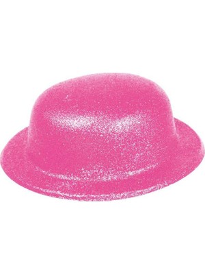 Hace Bazaar Pembe Renk Simli Melon Yuvarlak Parti Şapkası 24X26 cm