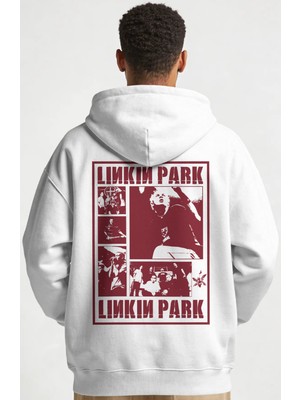 Sevbano Linkin Park Rock Metal Müzik Grubu Sırt Baskılı Unisex Oversize Penye Hoodie