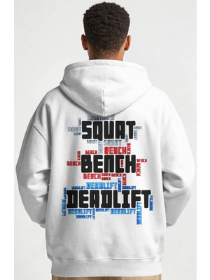 Sevbano Squat Bench Deadlift Fitness Gym Bodybuilding Sporcu Sırt Baskılı Unisex Oversize Penye Hoodie