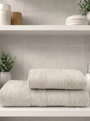 2 Li Banyo Havlu Seti Pamuklu Büyük Boy / 90 x 150 cm Banyo Havlu - 50 x 90 cm El Yüz Baş Havlu