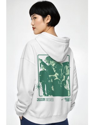 Sevbano Justin Bieber Şarkıcı Sırt Baskılı Unisex Oversize Penye Hoodie