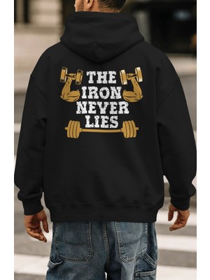 Sevbano The Iron Never Lies Fitness Gym Bodybuilding Sporcu Sırt Baskılı Unisex Oversize Penye Hoodie