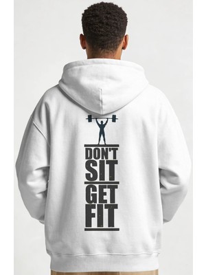 Sevbano Fitness Gym Bodybuilding Sporcu Sırt Baskılı Unisex Oversize Penye Hoodie