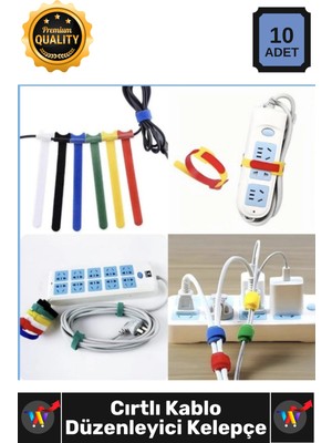 Wintoup #kelepçe Naylon Organizer Renkli Düzenleme 10'lu Cırt Cırtlı Kablo Düzenleyici Kelepçe Seti – 15CM