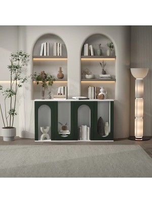Klubeconcept Kemer Formlu Dekoratif Konsol Ünitesi – Modern Salon ve Antre Tasarımı