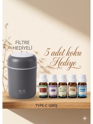 Segy Home Ultrasonik Oda ve Araç Hava Nemlendirici Buhar Makinesi ve Aroma Difüzörü Koku - 5 Adet Koku Hediyeli