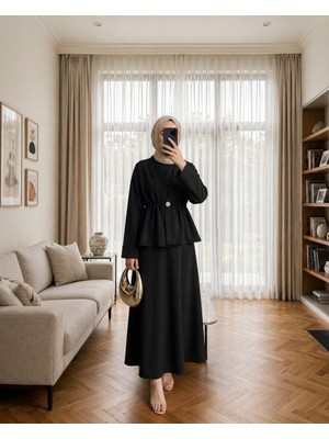 Lior Design Tesettür Düğme Detaylı Ikili Takım