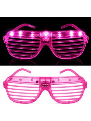 Hace Bazaar LED Işıklı Panjur Parti Gözlüğü Pembe Renk Shutter Gözlük