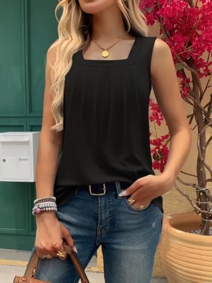 Deridün Yıldız Shoes Kadın Askılı Geometrik Yaka Detaylı Pileli Viskon Bluz