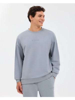 Skechers M Essential Crewneck Sweatshirt Erkek Gri Sweatshirt S2610015-4256
