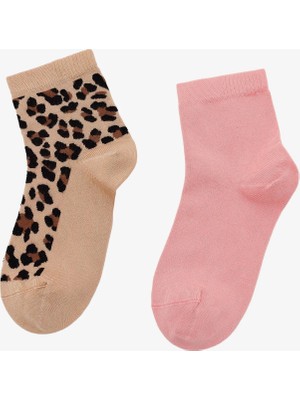 Skechers 2'li Paket Softluxe Bilek Üstü Çorap Kadın Leopar-Pembe Çorap S2520317-3474