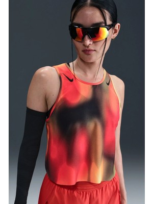 Nike Dri Fit Adv Art Crop Womens Tank Red Kadın Crop Koşu Atleti Kırmızı