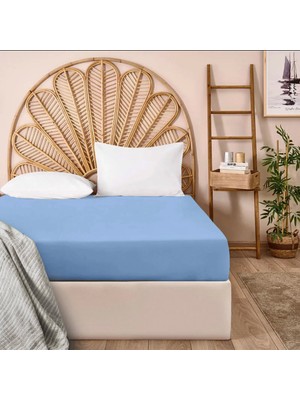 Matmel Soft Basic Çift Kişilik Lastikli Çarşaf - Mavi - 160X200 cm