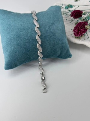 Svoria Store Rodyum Zirkon Taşlı Pirinç Zirkon Bileklikler 18+2 Cm  - KBL0280
