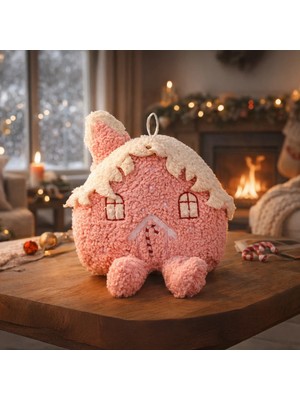 Matmel Soft Sevimli Ev Figürlü Yastık - Pembe - 19X22 cm