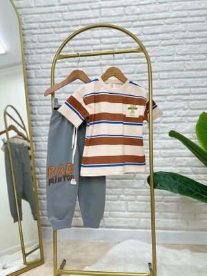 Magu Erkek Çocuk Çizgili T-Shirt Jogger Pantolon Takım
