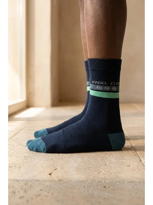 Bony Socks Unisex Şeritli Padel Club Lacivert Soket Çorap