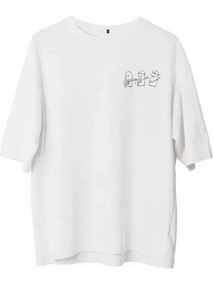 Beruflic Unisex Bisiklet Yaka Baskılı Oversize Tshirt