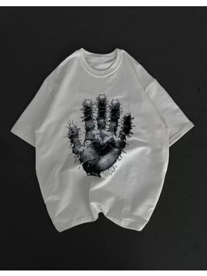Beruflic Unisex Bisiklet Yaka Baskılı Oversize Tshirt