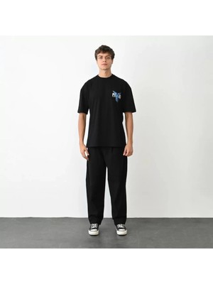Beruflic Unisex Bisiklet Yaka Baskılı Oversize Tshirt