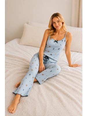 Myhanne Desenli Askılı Kadın Pijama Takımı 2160
