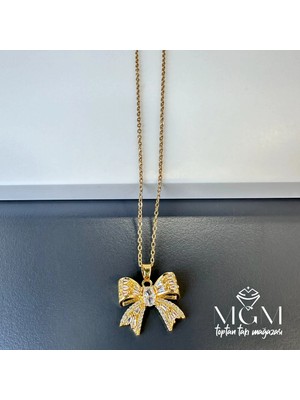 Svoria Store Çelik Zirkon Taşlı Fiyonk Kolye - KL0150