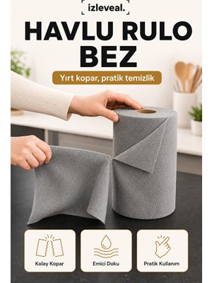 Afloia Rulo Temizlik Bezi Gri Çok Amaçlı Yıkanabilir Emici Mutfak Ev Bezi Pratik