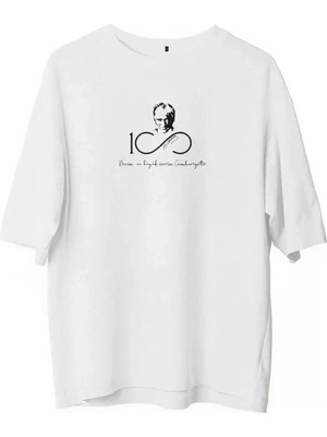 Beruflic Unisex Bisiklet Yaka Baskılı Oversize Tshirt
