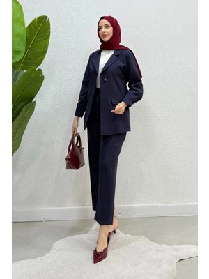 Tesettür Diyarı Blazer Ceket Pantolon Tesettür Takım- Lacivert