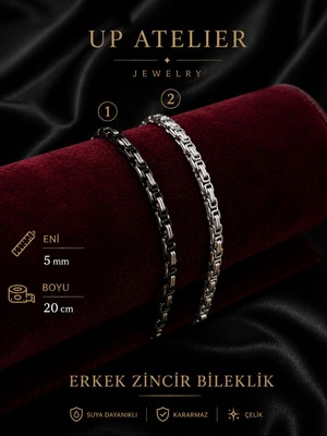 Up Atelier Erkek Kral Model Çelik Bileklik