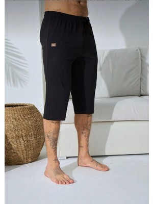 Kly Erkek Siyah Ince Tek Alt Çok Rahat Pamuk Kapri Pijama