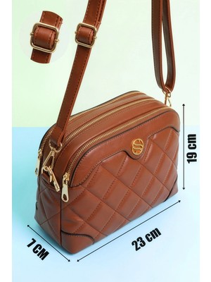 Lifonbag Kadın Taba Kaptione 3 Gözlü Ayarlanabilir Çapraz Askılı Omuz Çantası 1352