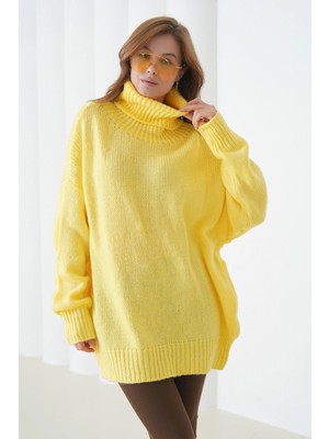 Parkkaron Kadın Balıkçı Yaka Kaşkorse Oversize Triko Tunik 223009