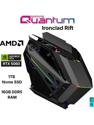 Quantum Gaming Ironclad Rift Ryzen 5 7500F 16GB Ddr5 1tb Nvme RTX5060 8gb Masaüstü Oyun Bilgisayarı
