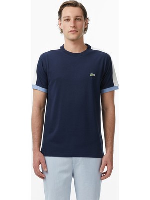 Lacoste Erkek Regular Fit Bisiklet Yaka Renk Bloklu Lacivert T-Shirt