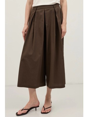 Antioch Kahve Pileli Culotte Pantolon
