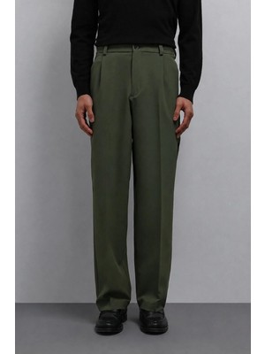 Antioch Açık Haki Relax Fit Baggy Pilili Erkek Pantolon