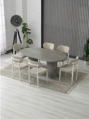 JoyMassa Aura Bohem Masa Takımı 90X180 Mdf Masa ve 6 Adet Polo Sandalye