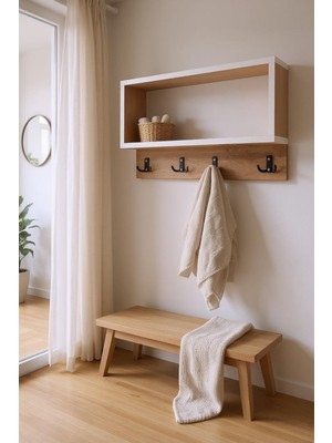 Moemi Portmanto Duvar Askılığı 80 cm Elbise Askılığı Raflı Duvar Askılığı Kitaplıklı Askılık