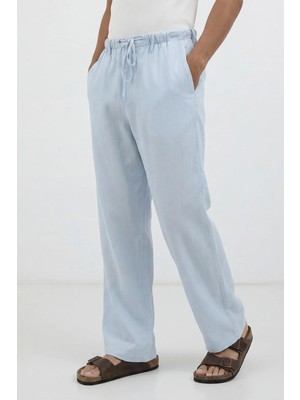 Antioch Bebe Mavi Keten Karışımlı Relaxed Erkek Pantolon