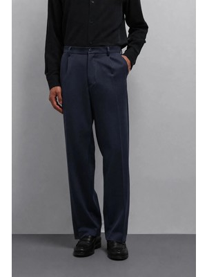 Antioch Koyu Lacivert Relax Fit Baggy Pilili Erkek Pantolon