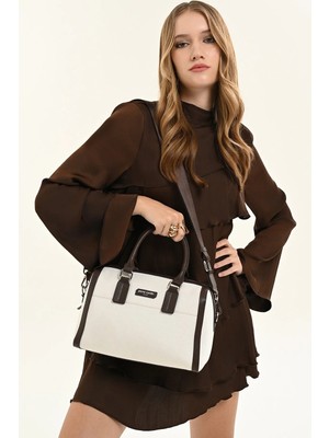 Pierre Cardin Kadın Kadın Beyaz Dokulu Ayarlanabilir Askılı Omuz Çantası