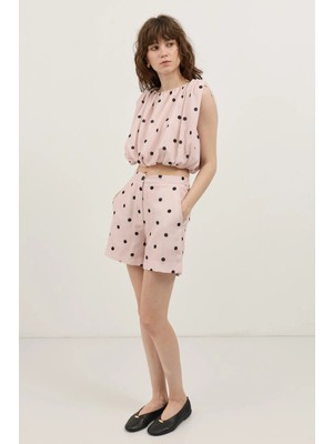 Antioch Pembe Puantiyeli Kolsuz Top