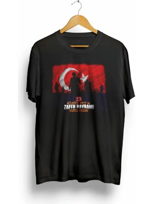 Modi 30 Ağustos Zafer Bayramı Atatürk Baskılı Oversize Bisiklet Yaka T-Shirt - Siyah