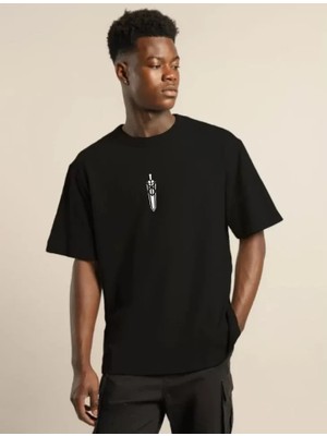 Beruflic Unisex Bisiklet Yaka Baskılı Oversize Tshirt