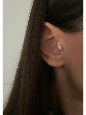 OkkoStore Cerrahi Çelik Ay Detaylı Tragus Piercing