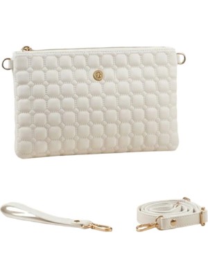 Wikidays.s Moda Trendi Kare Kapitone Desenli Kadın El ve Omuz Çantası Portföy Clutch (Orta Boy)